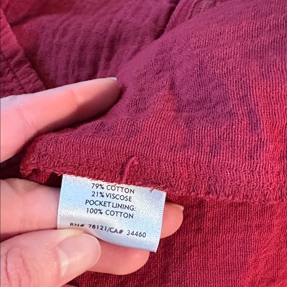 Eileen Fisher Red Textured Cotton Zip Up Jacket sz S - Picture 7 of 8